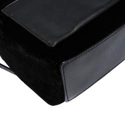 Pre Owned Kate Spade Black Velvet and Leather Mini Watson Lane Merry Backpack