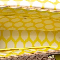 Pre Owned Kate Spade Lemon Green Straw and Leather Large New York Luisa Tote