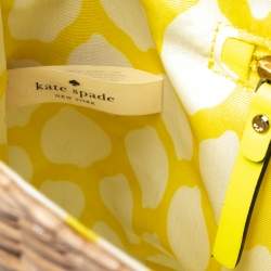 Pre Owned Kate Spade Lemon Green Straw and Leather Large New York Luisa Tote