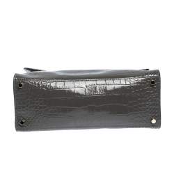 Kate Spade Grey Croc Embossed Patent Leather Knightsbridge Doris Top Handle Bag