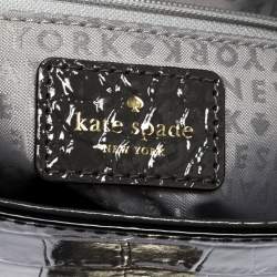Kate Spade Grey Croc Embossed Patent Leather Knightsbridge Doris Top Handle Bag