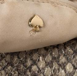 Pre Owned Kate Spade Metallic Beige Python Effect Leather Minka Top Handle Bag