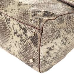 Pre Owned Kate Spade Metallic Beige Python Effect Leather Minka Top Handle Bag