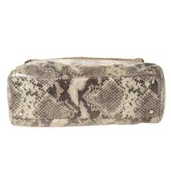 Pre Owned Kate Spade Metallic Beige Python Effect Leather Minka Top Handle Bag