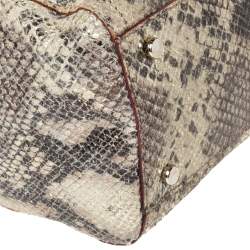 Pre Owned Kate Spade Metallic Beige Python Effect Leather Minka Top Handle Bag