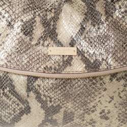 Pre Owned Kate Spade Metallic Beige Python Effect Leather Minka Top Handle Bag