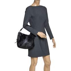 Pre Owned Kate Spade Black Leather Zip Hobo