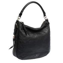 Pre Owned Kate Spade Black Leather Zip Hobo