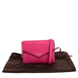 Pre Owned Kate Spade Pink Leather Envelope Flap Shoulder Bag
