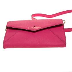 Pre Owned Kate Spade Pink Leather Envelope Flap Shoulder Bag