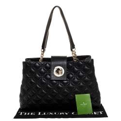 Pre Owned Kate Spade Black Quilted Leather Astor Court Elena Tote