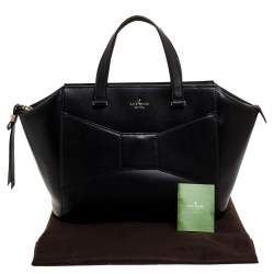 Pre Owned Kate Spade Black Leather Bow Tote