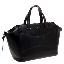 Pre Owned Kate Spade Black Leather Bow Tote