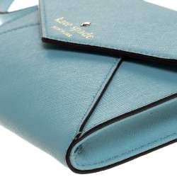 Pre Owned Kate Spade Blue Leather Envelope Crossbody Bag
