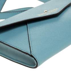 Pre Owned Kate Spade Blue Leather Envelope Crossbody Bag