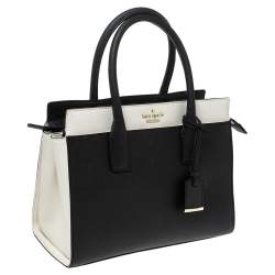 Pre Owned Kate Spade Black/White Leather Cameron Street Candace Tote