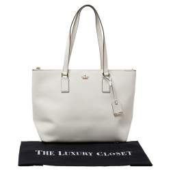 Pre Owned حقيبة يد كيت سبيد شوبر جلد كريمي 