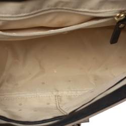 Pre Owned Kate Spade Beige/Black Snakeskin Embossed Leather Pushlock Flap Top Handle Bag