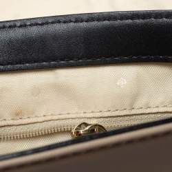 Pre Owned Kate Spade Beige/Black Snakeskin Embossed Leather Pushlock Flap Top Handle Bag