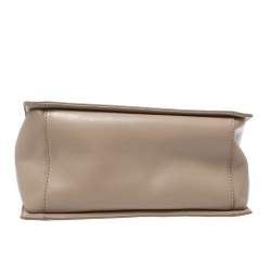 Pre Owned Kate Spade Beige/Black Snakeskin Embossed Leather Pushlock Flap Top Handle Bag