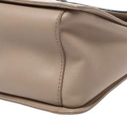 Pre Owned Kate Spade Beige/Black Snakeskin Embossed Leather Pushlock Flap Top Handle Bag