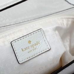 Pre Owned Kate Spade White Leather Tassel Flap Top Handle Bag