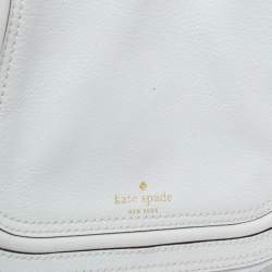 Pre Owned Kate Spade White Leather Tassel Flap Top Handle Bag