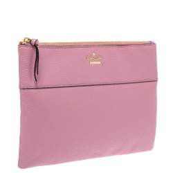 Pre Owned Kate Spade Lilac Grained Leather Mila Clutch