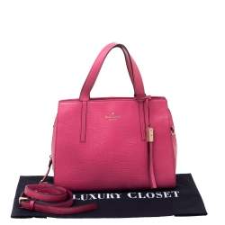 Pre Owned Kate Spade Pink Croc Embossed Leather Zip Tote