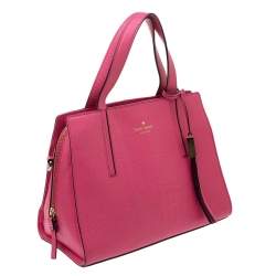 Pre Owned Kate Spade Pink Croc Embossed Leather Zip Tote