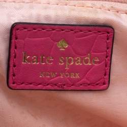 Pre Owned Kate Spade Pink Croc Embossed Leather Zip Tote