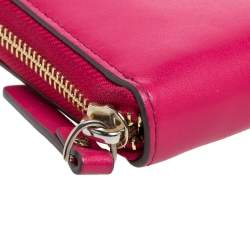 Pre Owned Kate Spade Pink Leather Lacey Zip Around Wallet