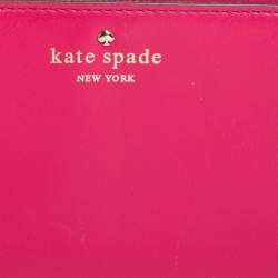 Pre Owned Kate Spade Pink Leather Lacey Zip Around Wallet