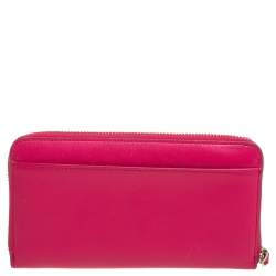 Pre Owned Kate Spade Pink Leather Lacey Zip Around Wallet