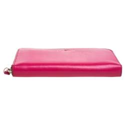 Pre Owned Kate Spade Pink Leather Lacey Zip Around Wallet