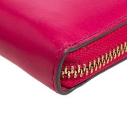 Pre Owned Kate Spade Pink Leather Lacey Zip Around Wallet