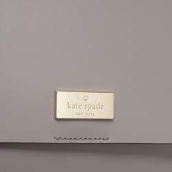 Pre Owned Kate Spade Pale Lilac Leather Logo Plague Flap Shoulder Bag
