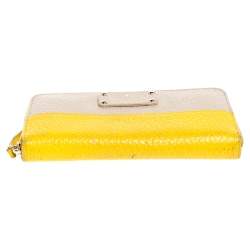 Kate Spade Yellow/Beige Leather Grove Court Lacey Zip Around Wallet