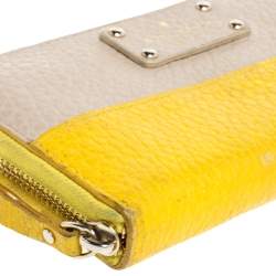 Kate Spade Yellow/Beige Leather Grove Court Lacey Zip Around Wallet