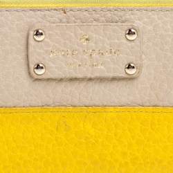Kate Spade Yellow/Beige Leather Grove Court Lacey Zip Around Wallet
