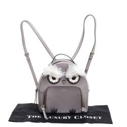 Pre Owned Kate Spade Taupe Leather Owl Backpack