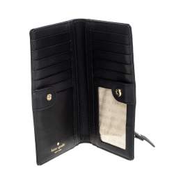 Kate Spade Pink/Black Leather Long Bifold Wallet 