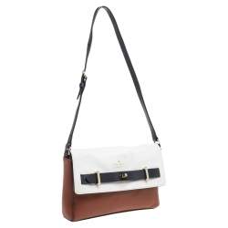 مملوكة مسبقًا حقيبة كتف كيت سبيد قلاب إبزيم قفل دوار جلد ثلاثية اللون