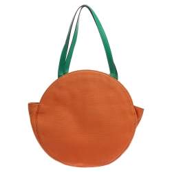 Pre Owned حقيبة كتف كيت سبيد سبايس ثينغز أب جلد وكانفاس/ قش برتقالية