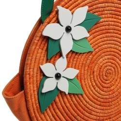 Pre Owned حقيبة كتف كيت سبيد سبايس ثينغز أب جلد وكانفاس/ قش برتقالية