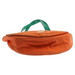 Pre Owned حقيبة كتف كيت سبيد سبايس ثينغز أب جلد وكانفاس/ قش برتقالية