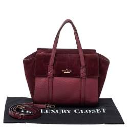 Pre Owned حقيبة كيت سبيد أبيغال سويدي وجلد عنابي