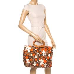 Pre Owned Kate Spade Multicolor Floral Canvas Ring Handle Tote