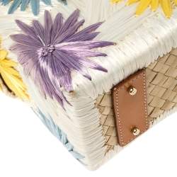 Pre Owned حقيبة باسكيت كيت سبيد كابو هوليداي قش ورافية متعددة الألوان