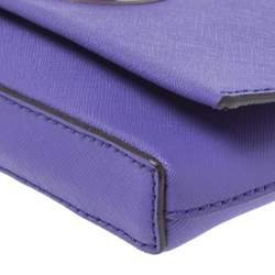 Pre Owned Kate Spade Purple Leather Astor Court Flap Crossbody Bag